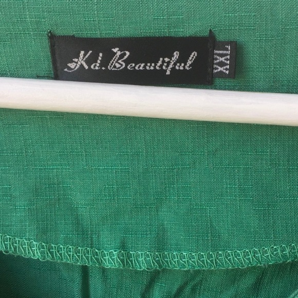 🌸New🌸 Kd.Beautiful Belted Linen Blouse XXL Green - Picture 2 of 4